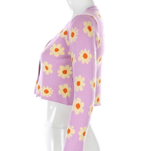 Soft Girl Daisy Lilac Crop Sweater size S - Picture 3 of 11